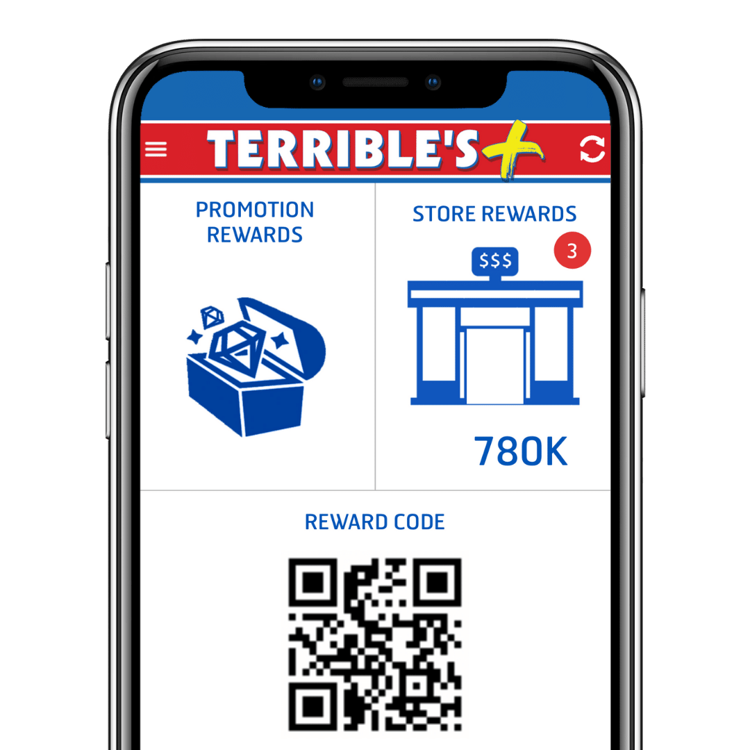 Terrible's + rewards page on phone