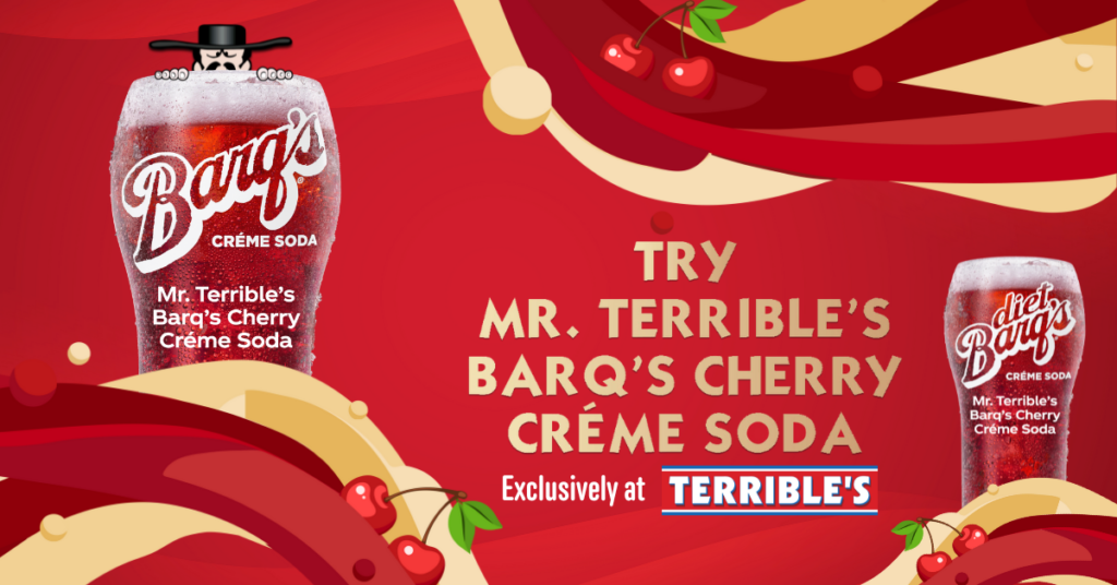 try mr. terrible's Barqs cherry creme soda exclusively at terirble's
