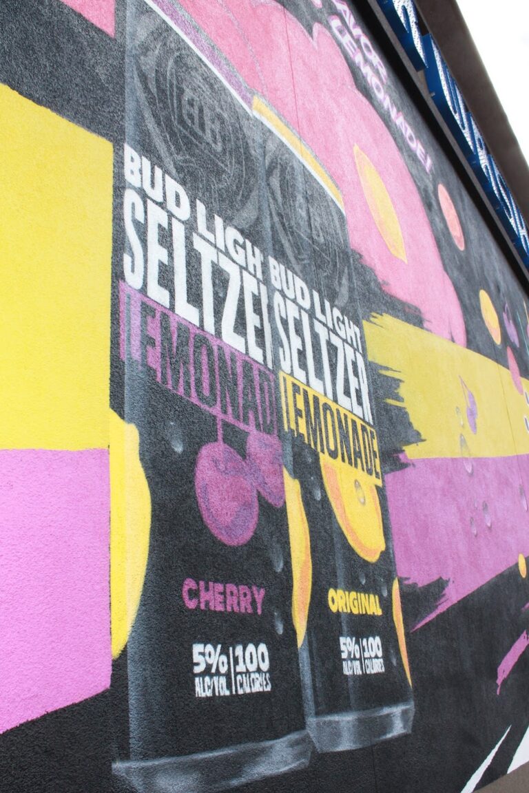 terrible art mural closeup of 2 bud light seltzers